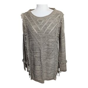 Knox Rose large sweater long sleeves fringe frayed‎ knit